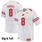 Men's Wisconsin Badgers NCAA #8 Deron Harrell White Authentic Under Armour Big & Tall Stitched College Football Jersey SK31G88BL